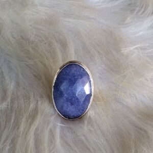 Simulated Blue Sapphire Silver Plated Gemstone Ring